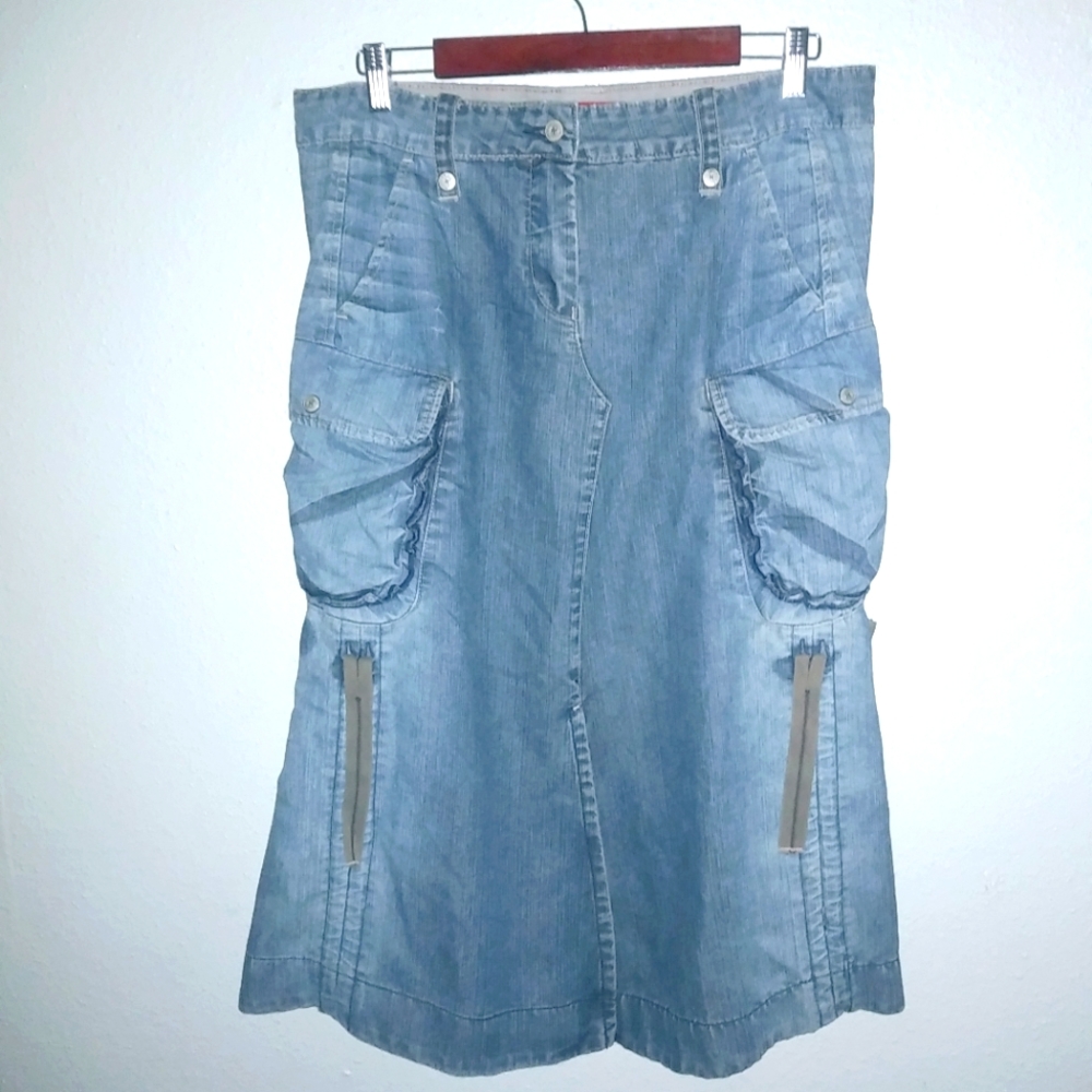 Blue Asphalt 13 Cargo Jeans Midi Skirt